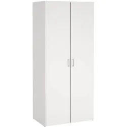 WellHome - Schlafzimmerschrank aus Holz mit 2 Türen in der Farbe Weiß 78 x 50 x 176 cm - Duero White