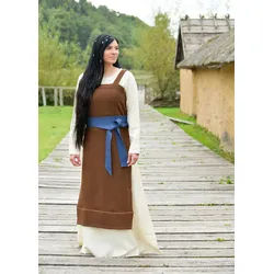 Battle Merchant Burgfräulein-Kostüm Wikinger Schürzenkleid Diamantköper, braun, „Annik“ M braun M | M