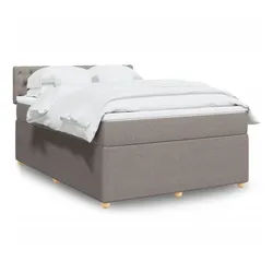 vidaXL Boxspringbett, Boxspringbett mit Matratze Taupe 160x200 cm Stoff