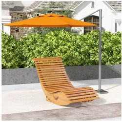 Outsunny Schaukelstuhl Schaukelliege Holz Ergonomisch Schwingstuhl mit S-Form, Kippschutz (Gartenliege, 1 St), bis 120 kg belastbar für Balkon, Terrasse, Hellbraun, 130 x 60 x 60 cm beige|braun