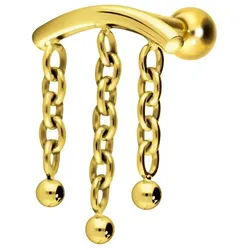 Titan Ohrpiercing mit Innengewinde BOGEN + 3 KETTEN
