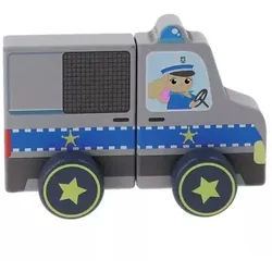 Trefl: Tiny Tails Magnetisches Holz-Polizeiauto