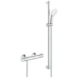 Grohe Duscharmatur Grohe Grohtherm 800 Thermostat mit Brausegarnitur 34566002 (Grohtherm 800, Grohe Grohtherm 800 Thermostat-Brausebatterie 1/2) Neues Modell Nachfolger von 34566001 silberfarben