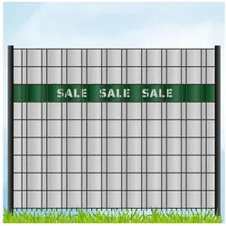 zaunzu Sichtschutzstreifen Laser Beschriftung "SALE SALE SALE" Grün, (1x Einzelstreifen, für Doppelstabmattenzaun), Made in Germany grün