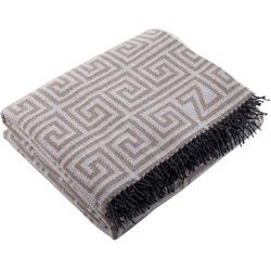 Zoeppritz Tagesdecke Legacy Smoke , Beige, Hellbraun , Textil , 140x190 cm , Fransen , Heimtextilien, Wohntextilien, Kuscheldecken