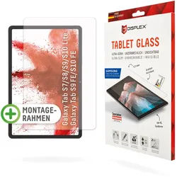 DISPLEX Tablet Glass (9H) Samsung Tab S8/S9/S9FE/S10FE/S10 Lite Eco-Montagerahmen L-Form, unzerbrechlich, ultra-dünn, unsichtbar