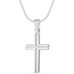 NAHLE Kette mit Anhänger Kreuz Silberkette Kreuz Kette (inkl. Schmuckbox), 925 Silber / rhodiniert silberfarben 45cm