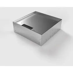 BS 8912B-2-0 Bodentank, 12-fach, eckig, belegbar, Klappdeckel aus Edelstahl, KA-Bürstenleiste, 8x Schutzkontakt-Steckdose, 4x RJ45 2-fach