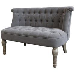 Chic Antique Sofa Französisches Sofa mit Leinenstoff 2-Sitzer grau Vintage L110cm, 1 Teile