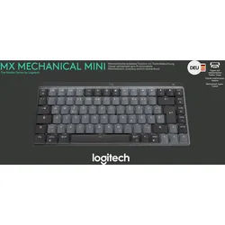 Logitech Tastatur MX Mechanical Mini, Wireless, Bolt, Bluetooth Illuminated, Linear,, Akku, DE, grafit, Retail