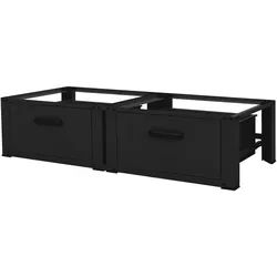 ML-Design Waschmaschinen-Untergestell Doppel Schwarz 128x53,5x31,5 cm | 2 Schubladen, 2x150 kg, Stahlpodest