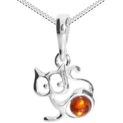 OSTSEE-SCHMUCK Kette mit Anhänger Ostsee-Schmuck Kette mit Anhänger Katze Kette mit Anhänger Katze (2-tlg) silberfarben 42 cm