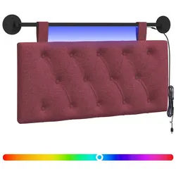 vidaXL Bett Hängendes Kopfteil Mit LED Licht Weinrot Stoff (1-tlg) rot