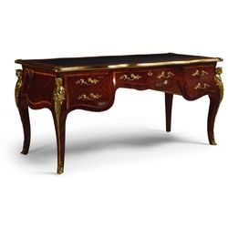 Casa Padrino Luxus Barock Schreibtisch mit 5 Schubladen Dunkelbraun / Schwarz / Gold - Prunkvoller handgefertigter Massivholz Bürotisch - Barock Büromöbel - Luxus Qualität - Made in Italy