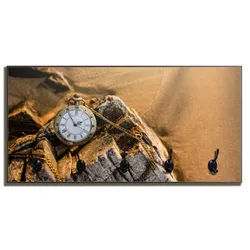 Wallario Garderobenpaneel Alte Taschenuhr am Strand (1-teilig, inkl. Haken und Befestigung), 80x40cmHolz braun