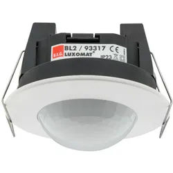 B.E.G. 93317 BL-2-DE Decken-Bewegungsmelder für Innenanwendungen 360°, Nachlaufzeit 10 min, 500 Lux, Ø 80 x 61 mm, weiß