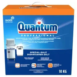 Quantum Professional Spezial-Salz, Spülmaschinensalz, Schützt Spülmaschine und Geschirr vor Kalkablagerungen und Wasserflecken, 10kg - Karton