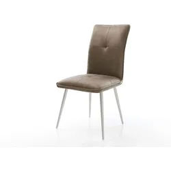 Esszimmerstuhl Maddy-Flex Mikrofaser Taupe Vintage 4-Fuß konisch Edelstahl