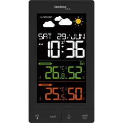 technoline WS 6458 Funkwetterstation (inklusive Außensender, mit Farbdisplay, Funkuhr und Temperaturalarme) schwarz