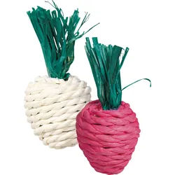 TRIXIE Set Strohspielzeug Rettich / Radieschen, 8 cm, 2 Stück