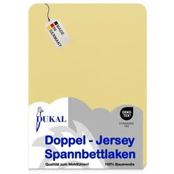 DUKAL Spannbettlaken Kinderspannbettlaken, 32 verschiedene Farben, 100% Baumwolle, Doppel-Jersey, Gummizug: rundum, (1 Stück), 60x120 - 70x140 cm, aus hochwertigem Doppel-Jersey, Made in Germany gelb 60-70 cm x 120-140 cm
