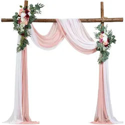 VEVOR Blumenset für Hochzeit Bogen, rosa Blumenset für Traubogen mit Vorhängen (4er-Set) – 2 Blumenarrangements, 2 transparente Vorhänge, für Zeremoniensträuße, Empfangshintergrunddekoration