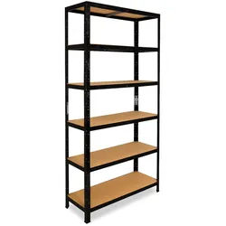 shelfplaza BLACK 180x60x23 cm Schwerlastregal in schwarz mit 6 Böden und 145 kg Traglast pro Boden