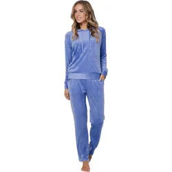 Rebelle Hausanzug Damen Homewearanzug mit Hoodie (2 tlg) Modisches Design blau 44