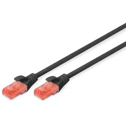 DIGITUS CAT 6, U-UTP Patchkabel, PVC AWG 26/7, Länge 0,5 m, Farbe Schwarz