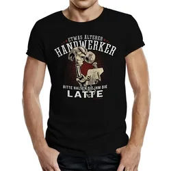 RAHMENLOS® T-Shirt als Geschenk für den älteren Handwerker - Halten Sie ihm die Latte schwarz 3XL
