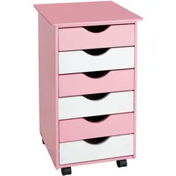 tectake Rollcontainer , einfache Montage, 36 x 40 x 65 cm, rosa , Rosa , Holz , Rechteckig , 40x65x36 cm , Büromöbel, Schreibtischcontainer, Rollcontainer