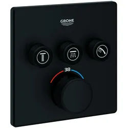 Grohe Grohtherm Thermostat SmartControl 7, 2 Absperrventile, Fertigmontageset für Rapido SmartBox, Brausehalter, Phantom Black 102167KF00