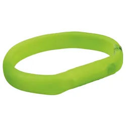 TRIXIE Flash Leuchtband USB, Silikon, L–XL: 70 cm / 18 mm, grün