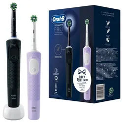 Oral-B Elektrische Zahnbürste Vitality Pro D103 Duo - Elektrische Zahnbürste - schwarz/violett lila|schwarz