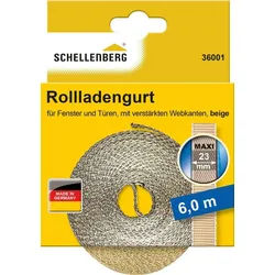 SCHELLENBERG Rollladengurt Maxi, 23 mm, 6 m Länge, Gurtband erhältlich in unterschiedlichen Farben beige