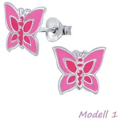 Order & Smile Schmuck Paar Ohrstecker Kinderohrstecker: Mädchen Ohrringe Silber „Schmetterling“ silberfarben