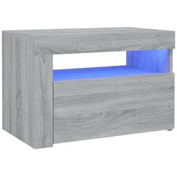 vidaXL Nachttisch NA Nachttische2er Set mit LEDs Grau Sonoma 60x35x40 cm Bett Nachtkonso grau