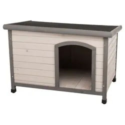 TRIXIE natura Hundehütte Classic Flachdach, M–L: 104 x 72 x 68 cm, grau
