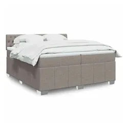 vidaXL Boxspringbett, Boxspringbett mit Matratze Taupe 200x200 cm Stoff