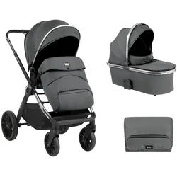 Kikkaboo Kombi-Kinderwagen Kinderwagen Tiffany 2 in 1, Babywanne, Sportsitz, Wickeltasche, PU-Räder grau