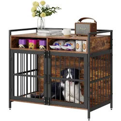 VEVOR Hundekäfig 1041x599x919mm Hundebox aus Karbonstahl-Rahmen und P2 Spanplatte Vintage Beistelltisch Drahtkäfig Haustierkäfig mit Doppeltür-Design Hundebox im Möbelstil Hundegitterbox