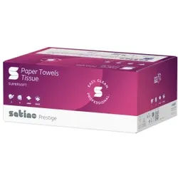 Satino Papierhandtücher prestige, 23 x 33 cm, C-Falz, PT3, Einmalhandtücher 2-lagig aus 100% Zellstoff, 1 Karton = 2880 Blatt