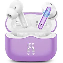 xinwld Bluetooth Kopfhörer 5.4 In Ear mit ENC und 40H Akku In-Ear-Kopfhörer (Bis zu 40 Stunden Akkulaufzeit mit Ladecase ermöglichen langanhaltenden Musikgenuss ohne häufiges Aufladen, Kabellose Ohrhörer mit HiFi Sound, IP7 Schutz, LED Ladecase, USB-C) lila