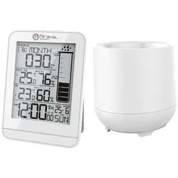 Miraval Klimamesser Design Funk-Wetterstation mit Regenmesser, (Inklusive Akku), Datumsanzeige LCD-Display Hygrometer weiß