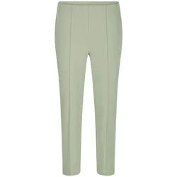 Stretch-Hose GOLDNER "Elegante 7/8-Hose mit Biesen", Damen, Gr. 40, N-Gr, grün (graugrün), Obermaterial: 67% Baumwolle CO. 28% Polyamid PA. 5% Elasthan EL., schmal, Hosen, kleiner Schlitz am Beinabschluß