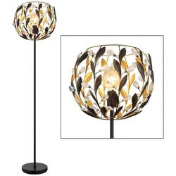 GLOBO LIGHTING Stehlampe, Leuchtmittel nicht inklusive, Stehleuchte Standlampe Wohnzimmerlampe Schwarz Gold Kristalle H 157 cm schwarz