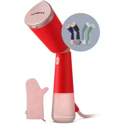 Philips Dampfbürste STH5020 "Styler", 120 ml abnehmbarer Wassertank, Metallplatte, 1400 W, Steamer im schlanken Design, 2-in-1 Handschuh und Tasche inkl. rot