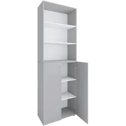 Mid.you Aktenschrank , Grau, Weiß , Holzwerkstoff , 4 Fächer , 70x220x39 cm , Büromöbel, Büroschränke, Aktenschränke