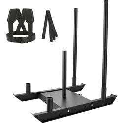 VEVOR Gewichtstrainingsschlitten, Pull-Push-Power-Schlitten, Fitness-Kraft-Widerstandstraining, Trainingsgerät aus Stahl für sportliche Übungen, Geeignet für 2-Zoll-Gewichtsplatten, Schwarz