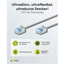 goobay Netzwerkkabel RJ-45 Cat.6a 7.5 m grau grau